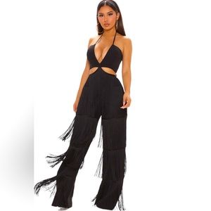 Forever Fringe Black Jumpsuit Fashion Nova Size L